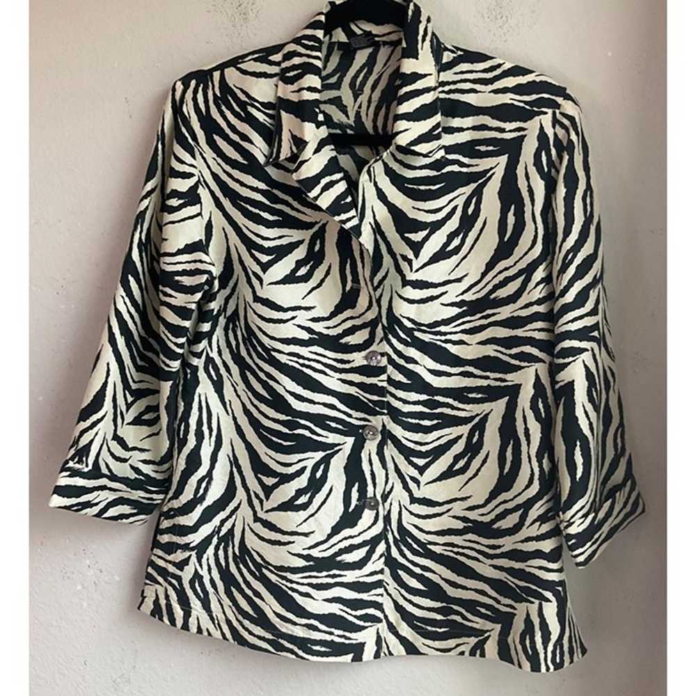 Silkland Women's Size 10 Animal Print Button Down… - image 1