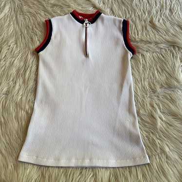 Vintage 70s Mod Ribbed Knit Tennis Tank Sleeveles… - image 1