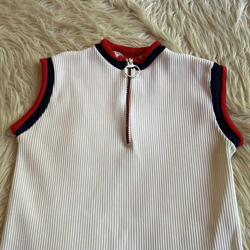 Vintage 70s Mod Ribbed Knit Tennis Tank Sleeveles… - image 2