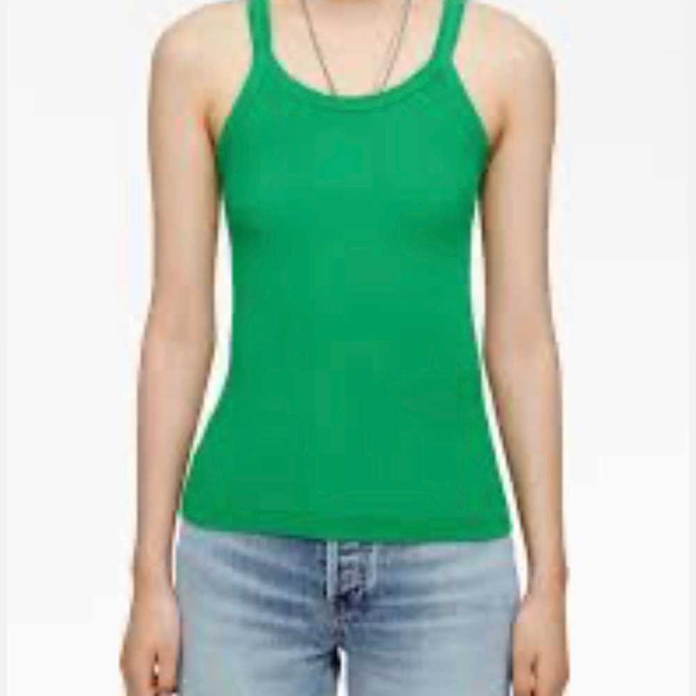 American Vintage Soft Cotton Green Tank Top Sleev… - image 1