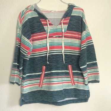 Vintage Woolrich Striped Boho Style Hooded Sweats… - image 1