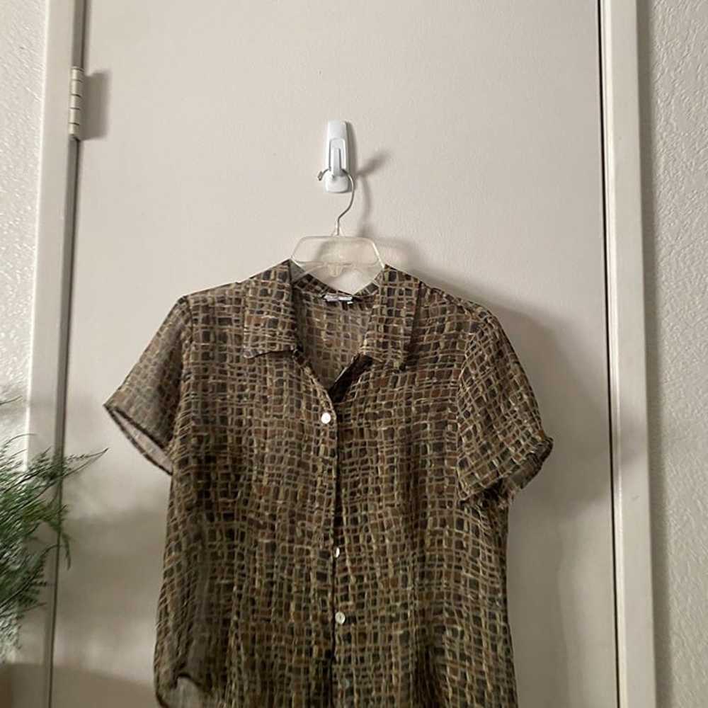 VINTAGE Printed Button Up Top Grunge 90s Y2K - image 2