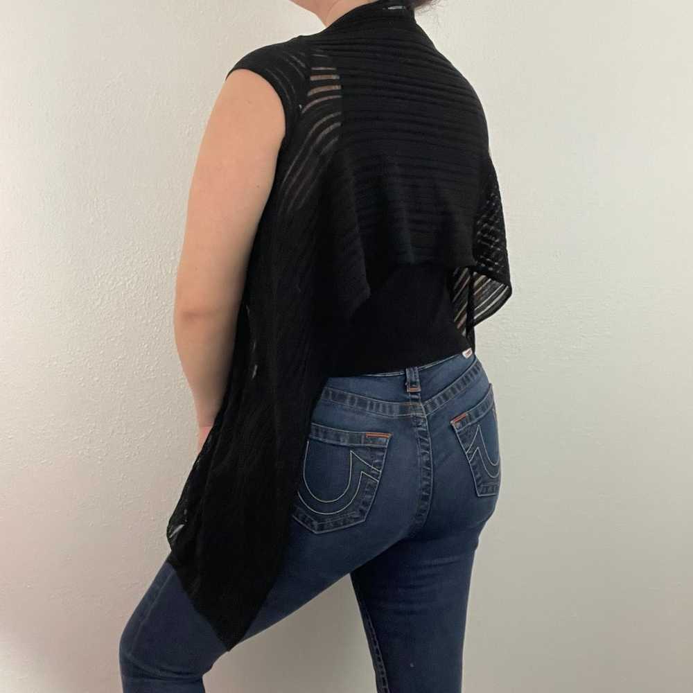 MI & RENA Vintage Black Semi Sheer Stripe Short S… - image 3