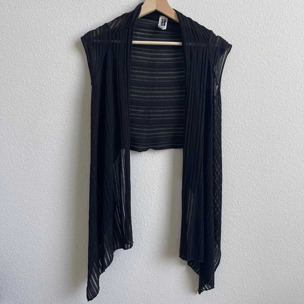 MI & RENA Vintage Black Semi Sheer Stripe Short S… - image 4