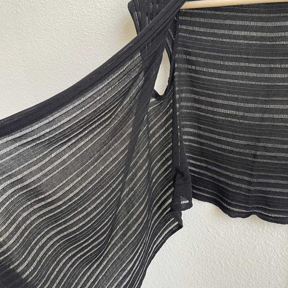 MI & RENA Vintage Black Semi Sheer Stripe Short S… - image 8