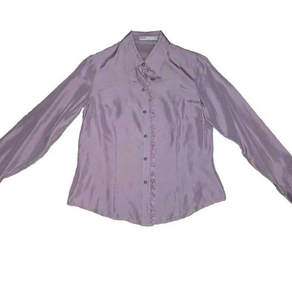 Perry Ellis 100% Silk Purple Lilic Long Sleeve Pe… - image 2