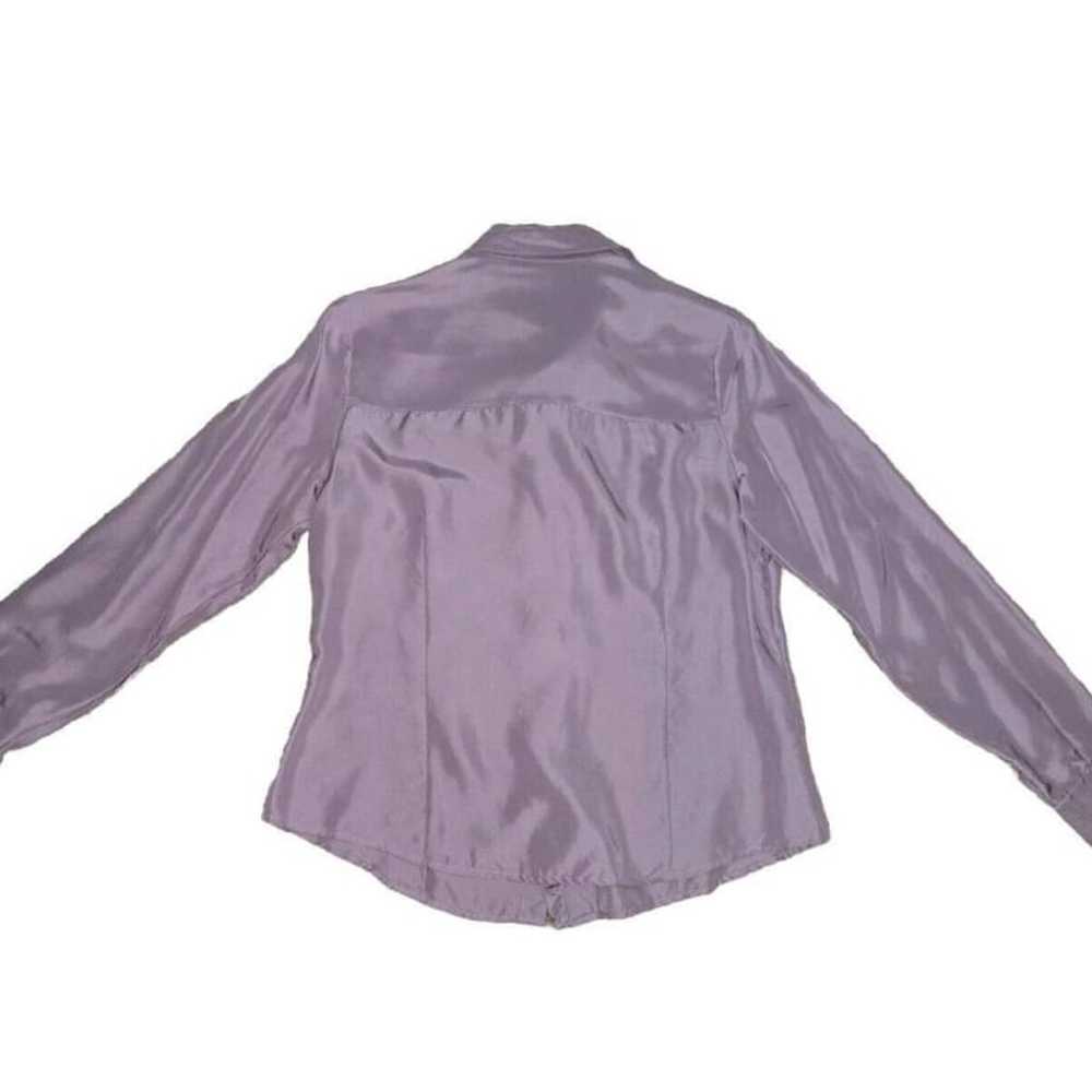 Perry Ellis 100% Silk Purple Lilic Long Sleeve Pe… - image 6