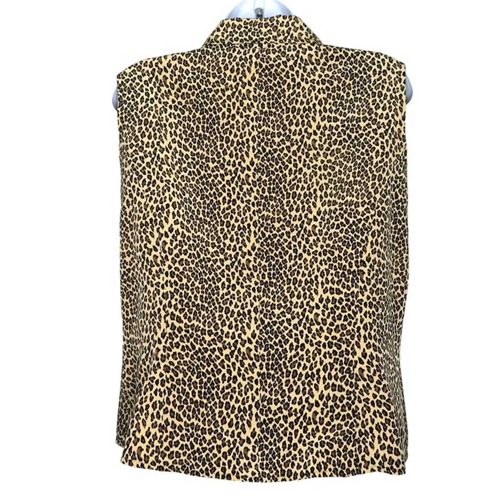 Vintage 90s Ann Klein Silk Blouse M Leopard Print… - image 4