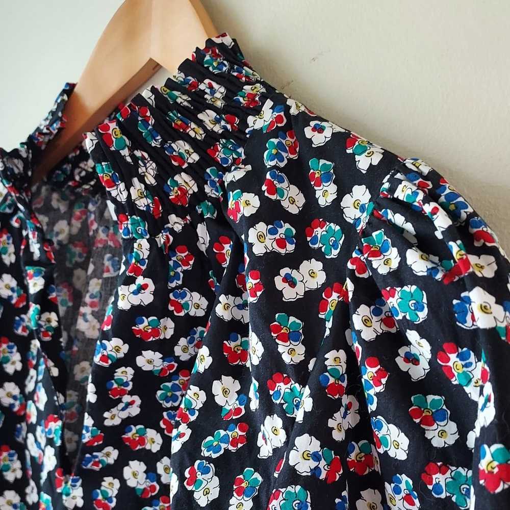 Boden Ellie Black Floral Long Sleeve Smocked Popo… - image 2