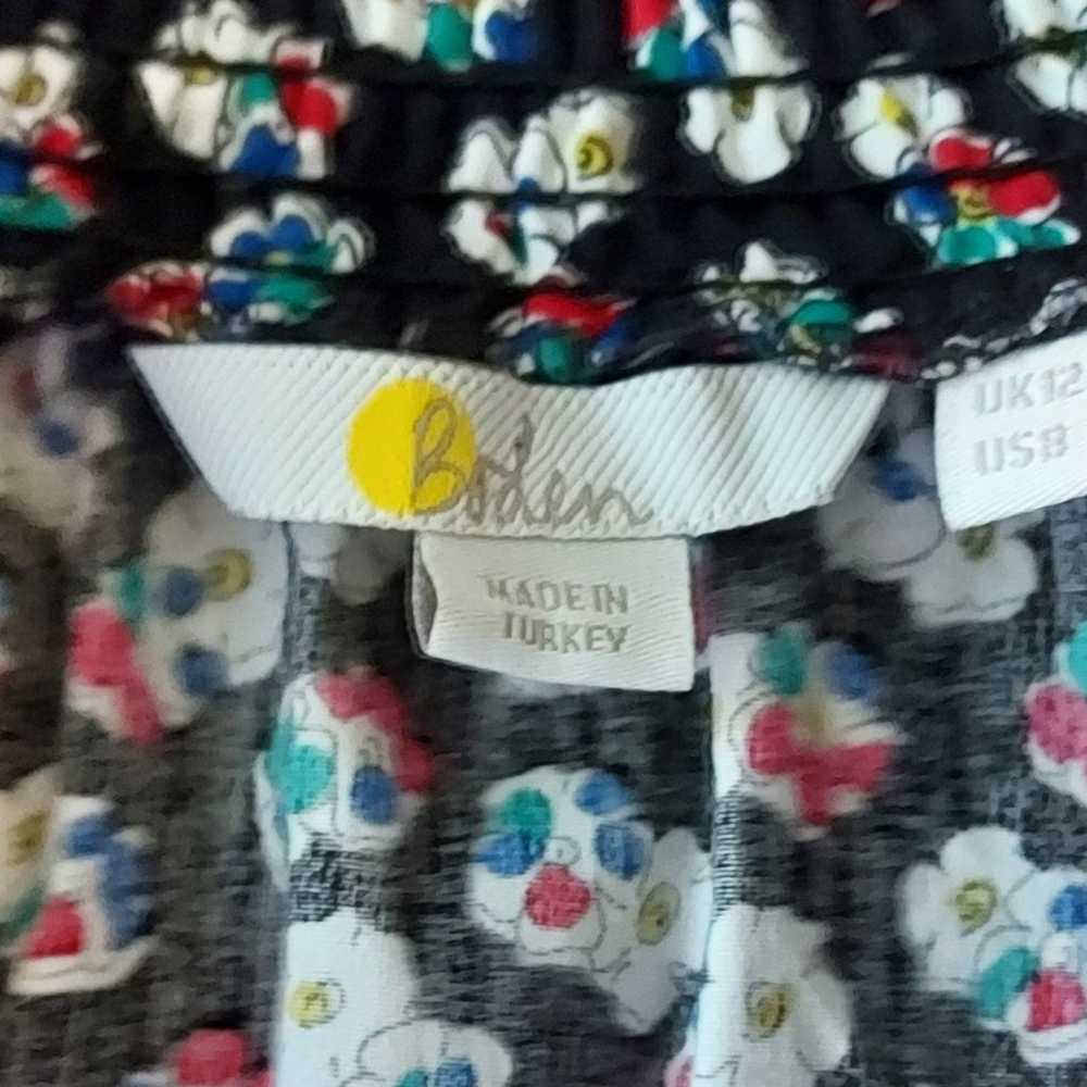 Boden Ellie Black Floral Long Sleeve Smocked Popo… - image 6