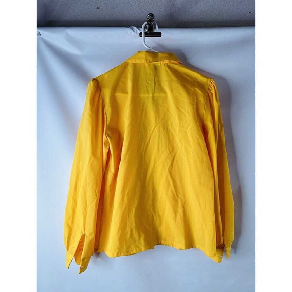 VTG 80s Womens Medium Pleated Pussbow Blouse Butt… - image 8