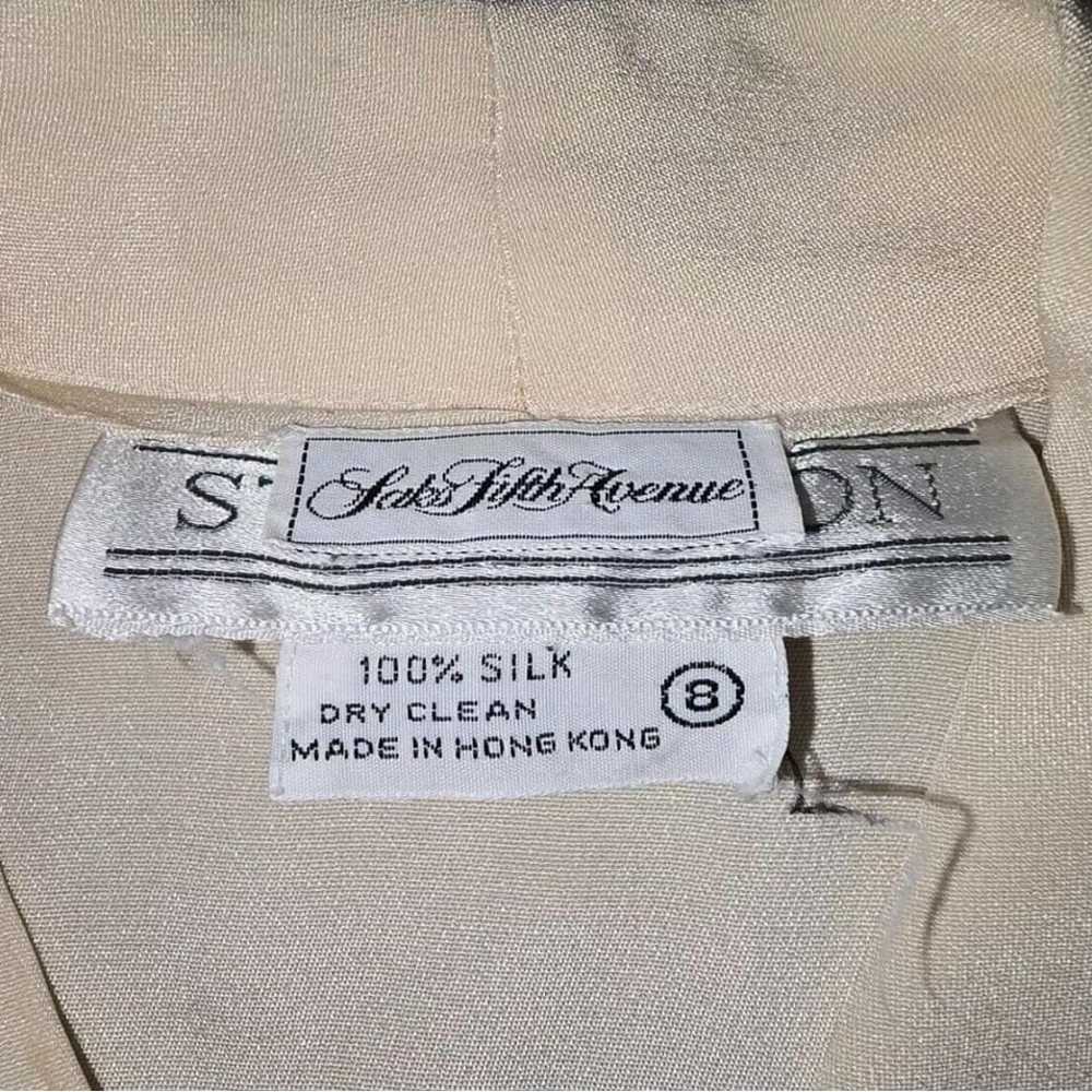 VTG Saks Fifth Avenue Starington 100% Silk Beige … - image 4