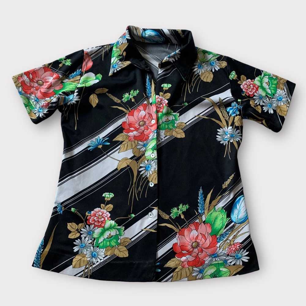 Vintage 60s/70s Floral Shirt, Short Sleeve, Butto… - image 2