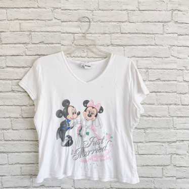 Vintage Disney Just Married Baby Tee - image 1