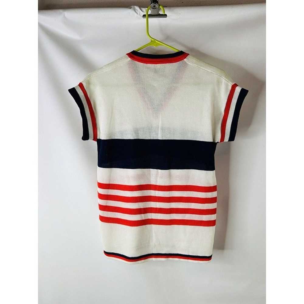 VTG 70s Womens Medium Sailor Stripe Anchor Stitch… - image 6