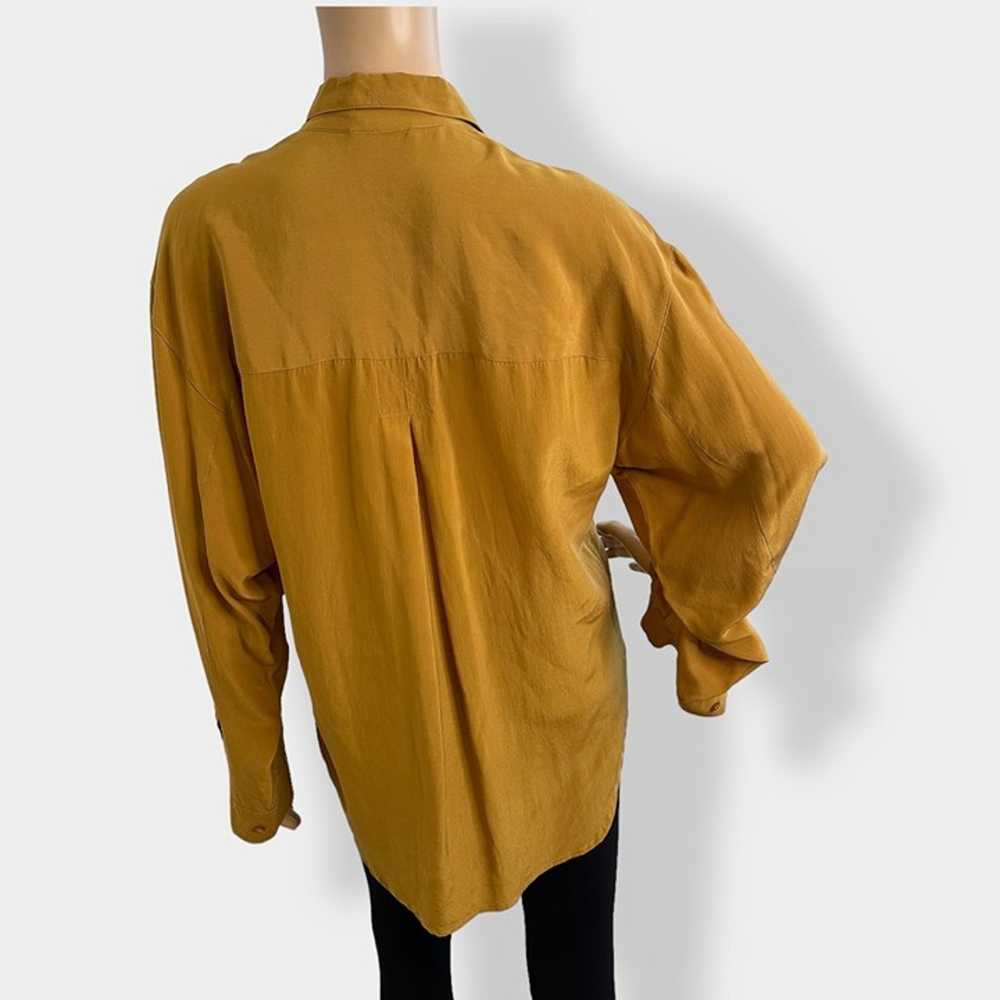 Vintage Just Silk Marigold Button Up Blouse - image 3