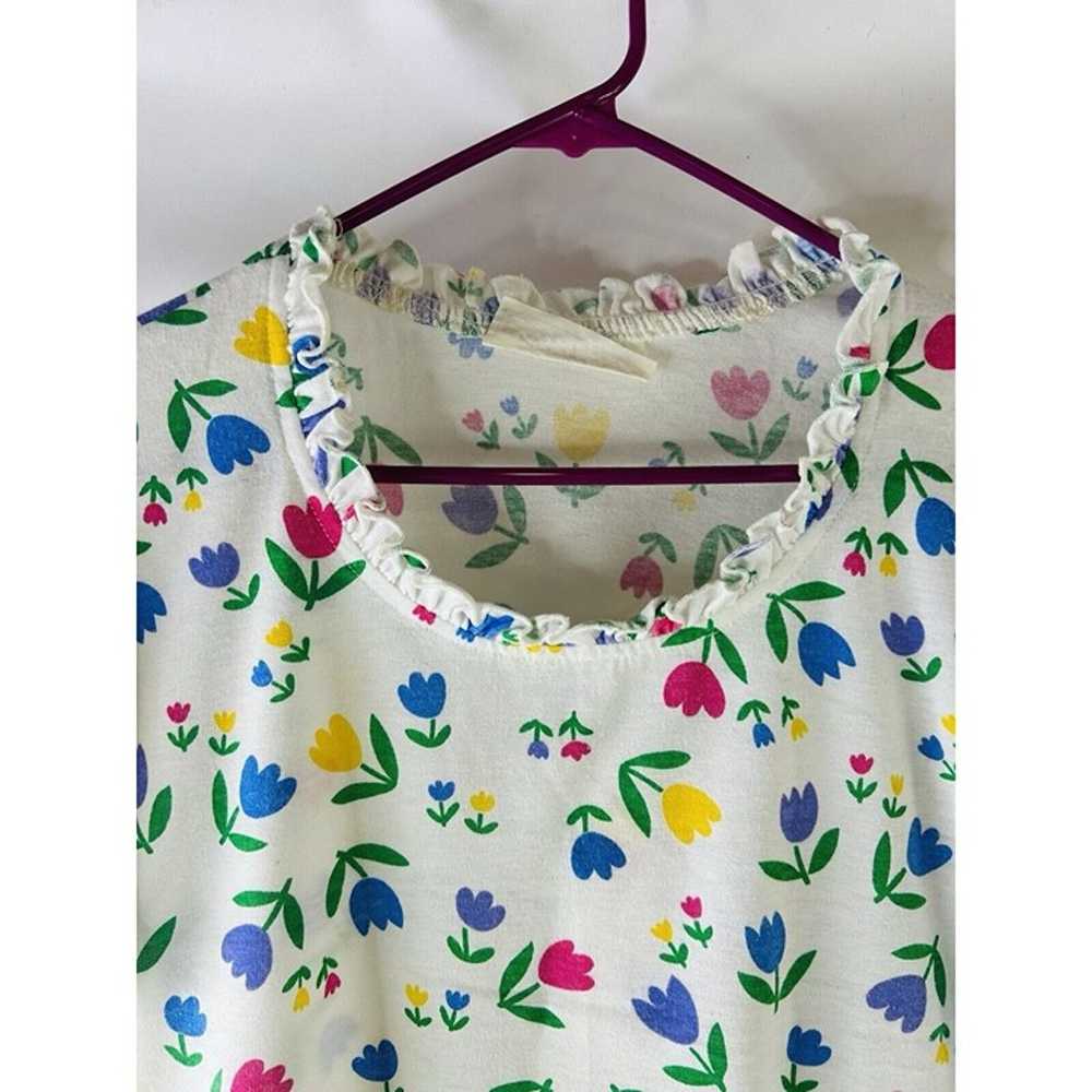 VTG 80s Womens Medium Rainbow Tulip Floral Frilly… - image 3