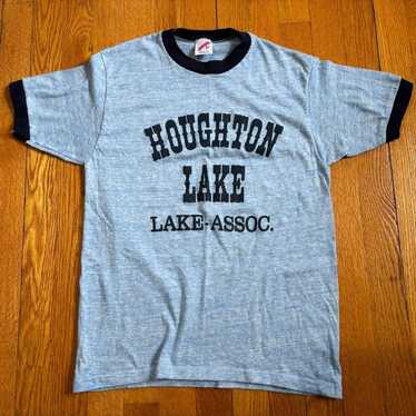 Vintage Ringer Tee “Houghton Lake; LAKE-ASSOC.” (M