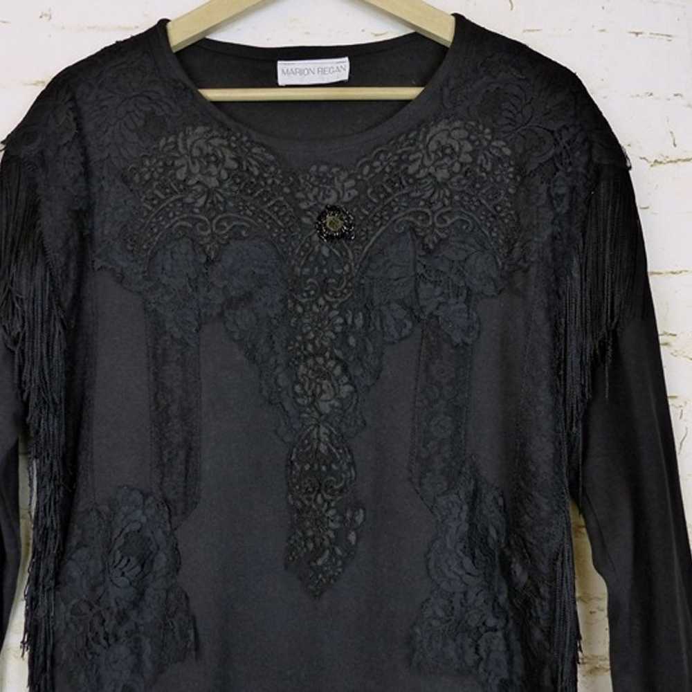 Vintage Marion Regan Embellished Tunic Womens Bla… - image 2