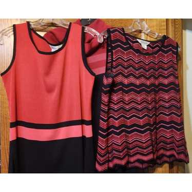 Lot 3: Exclusively Misook Red Striped and Black Tu