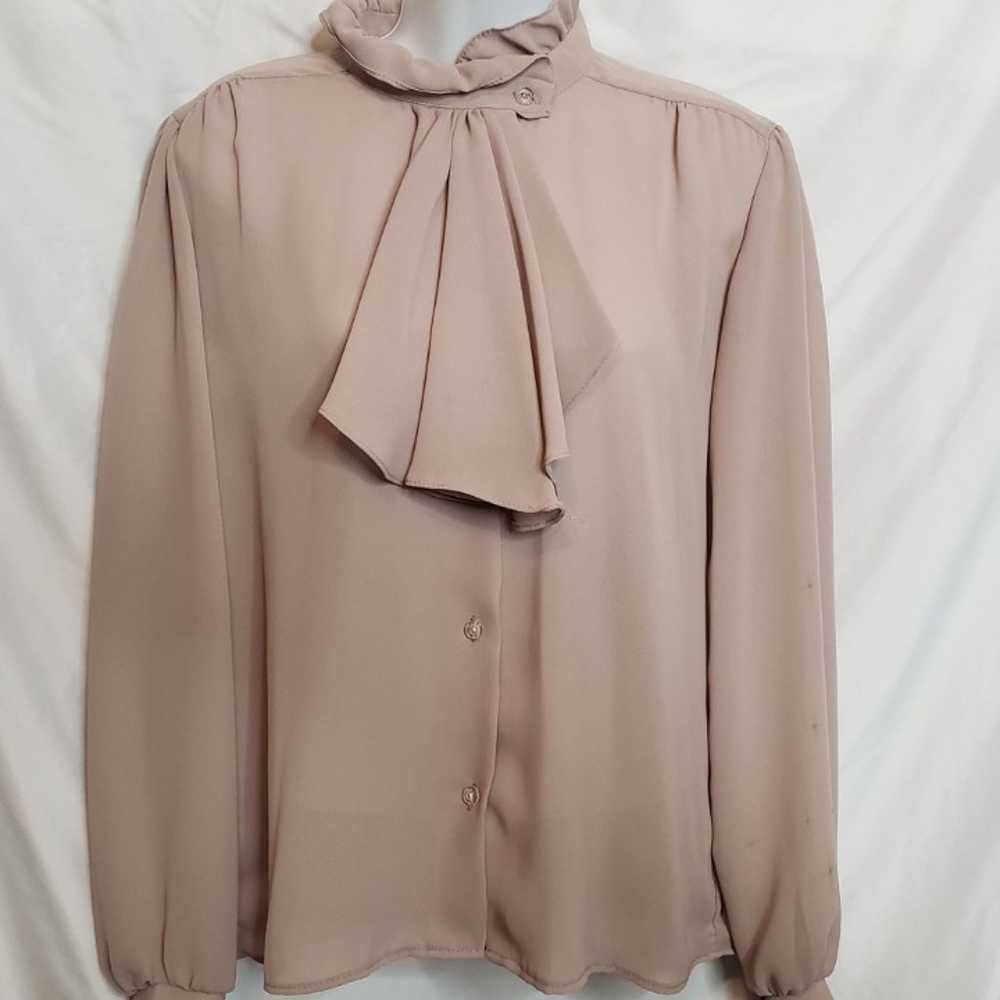 Vintage Secretary Blouse Phillips Lawrence Tan Ta… - image 1