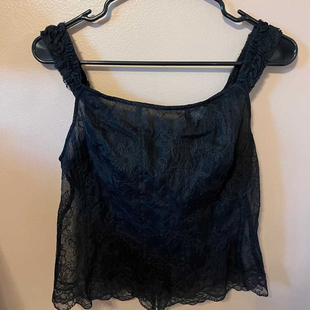 Black lace silk corset top - image 2