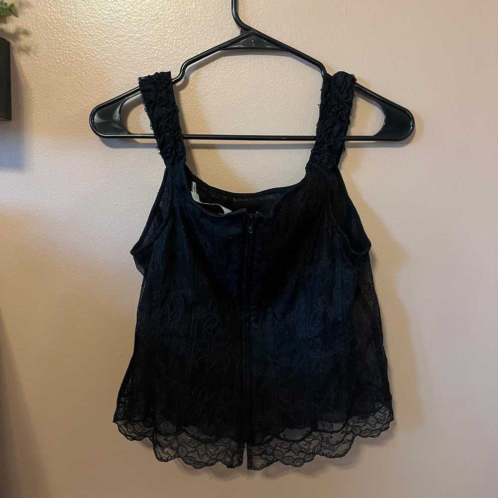 Black lace silk corset top - image 3