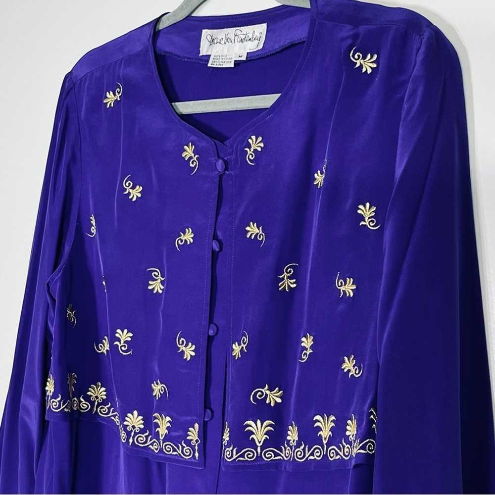 Vintage Diane Von Furstenberg Silk Purple Blouse … - image 3