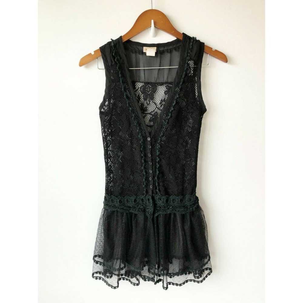 Vintage Babydoll Women's Medium Black Cotton Flor… - image 1