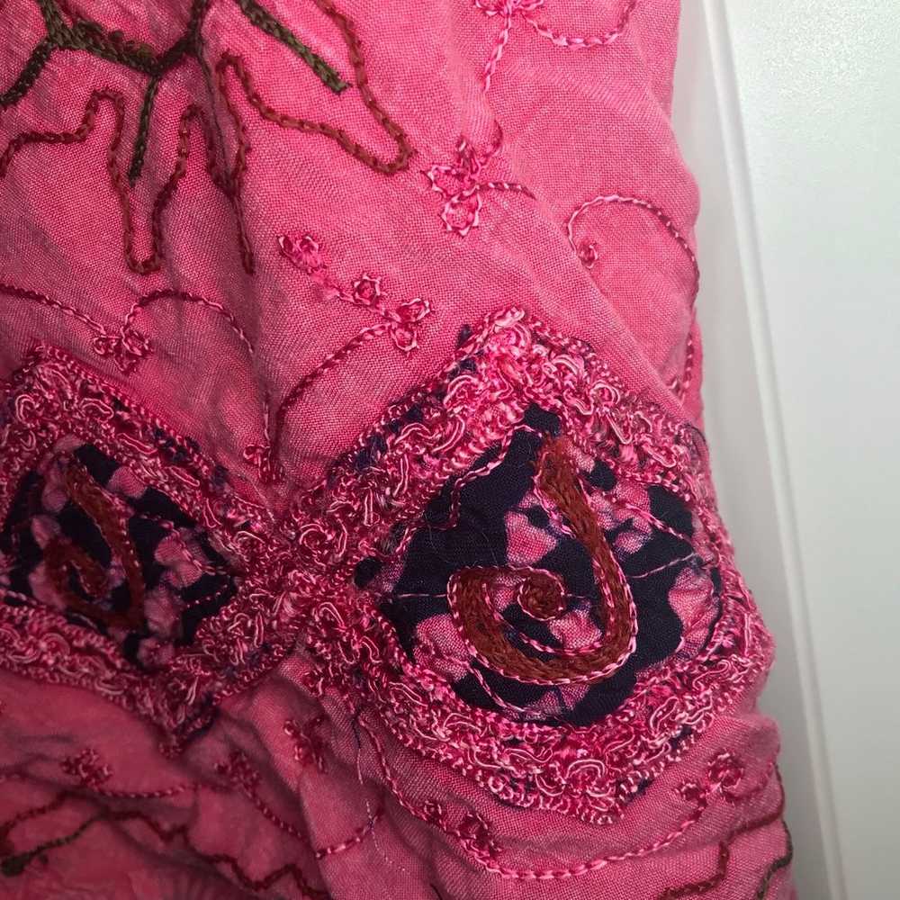 Pink Boho bohemian India blouse embroidered shirt… - image 6