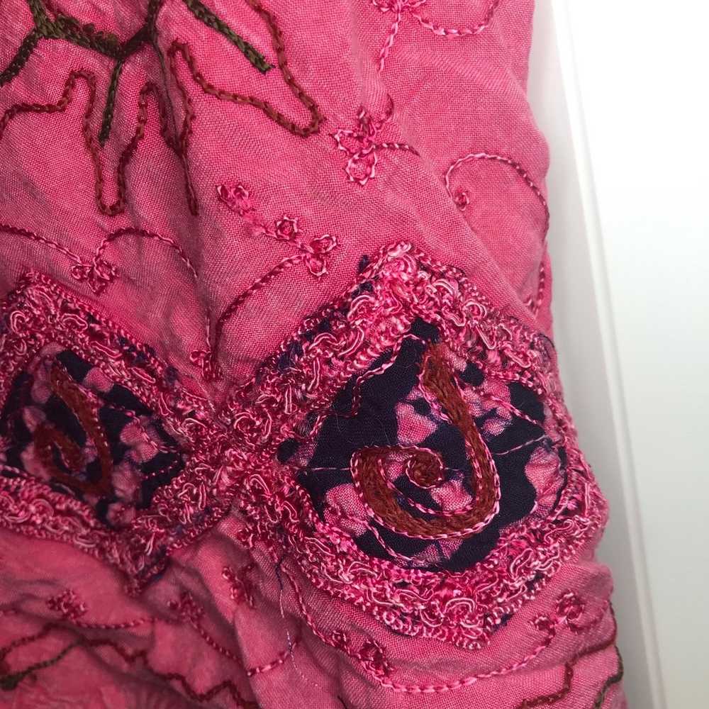 Pink Boho bohemian India blouse embroidered shirt… - image 7