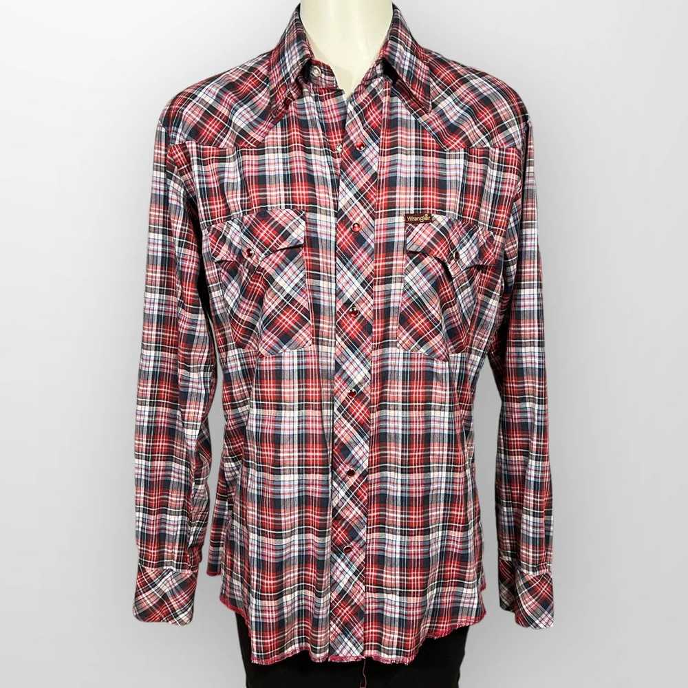 Vintage Wrangler (M) Pearl Snap Western Plaid Shi… - image 10