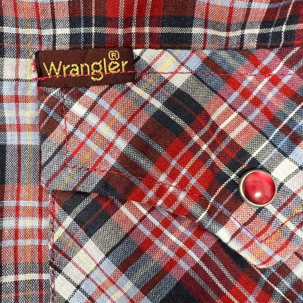 Vintage Wrangler (M) Pearl Snap Western Plaid Shi… - image 6