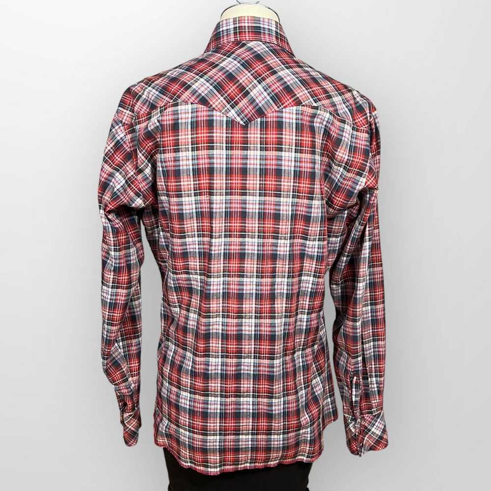 Vintage Wrangler (M) Pearl Snap Western Plaid Shi… - image 8