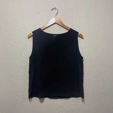 Vintage Eileen Fisher black 100% silk sleeveless … - image 1