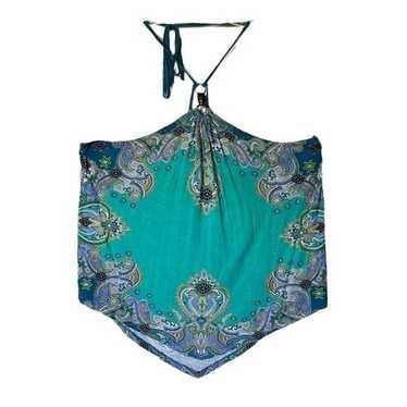 Vintage Y2K JLO Teal Boho Bohemian Halter Sleevele