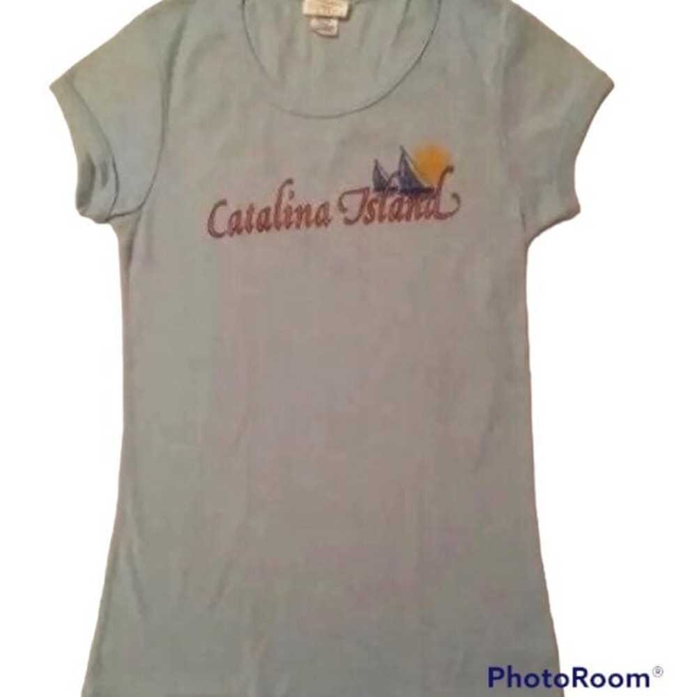 Vintage 70s Tee Shirt Catalina Island CA Blue VTG… - image 1