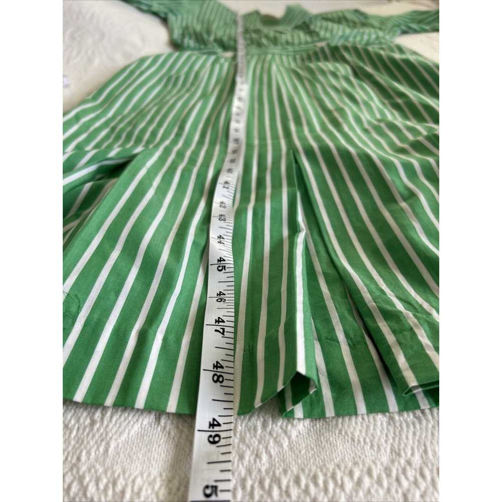 Vintage 80s Neiman Marcus Midi Dress Green White … - image 7