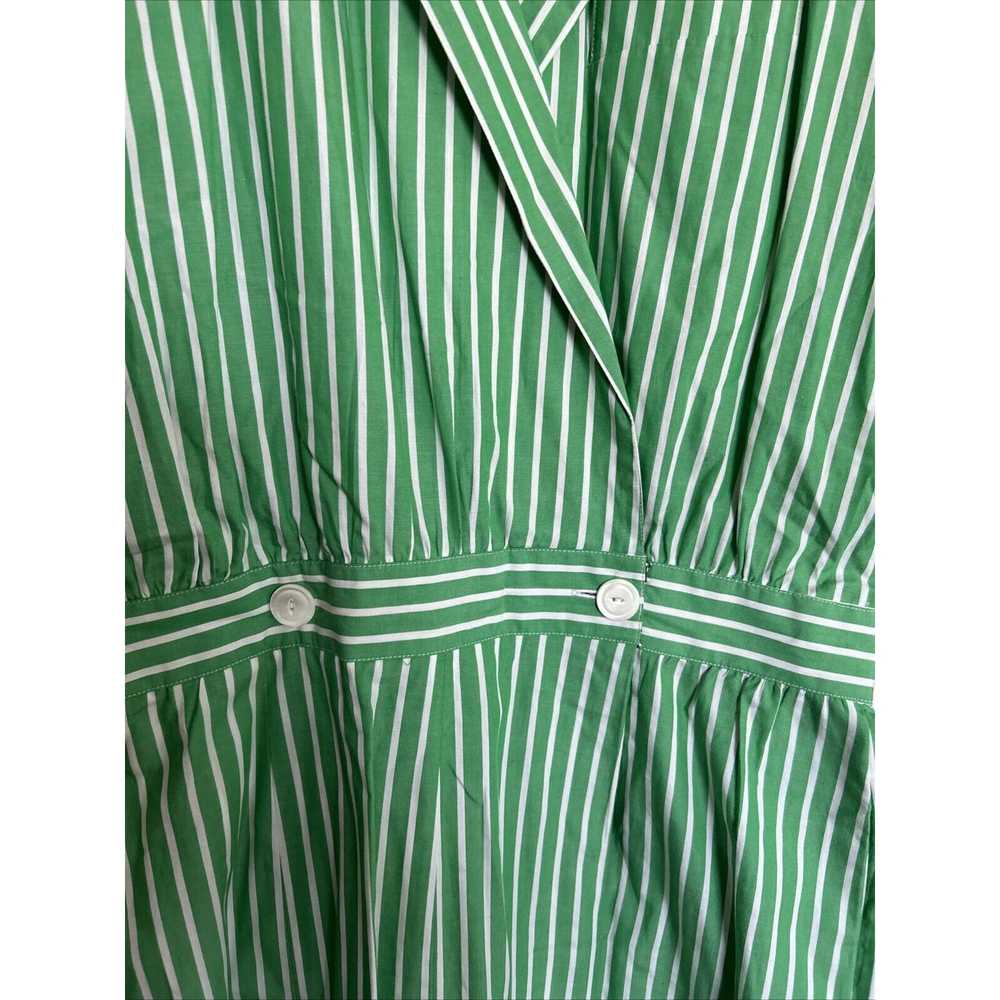 Vintage 80s Neiman Marcus Midi Dress Green White … - image 8