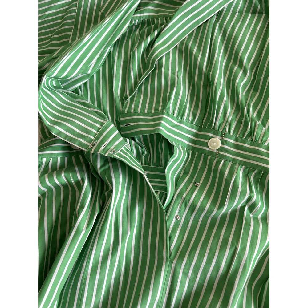 Vintage 80s Neiman Marcus Midi Dress Green White … - image 9