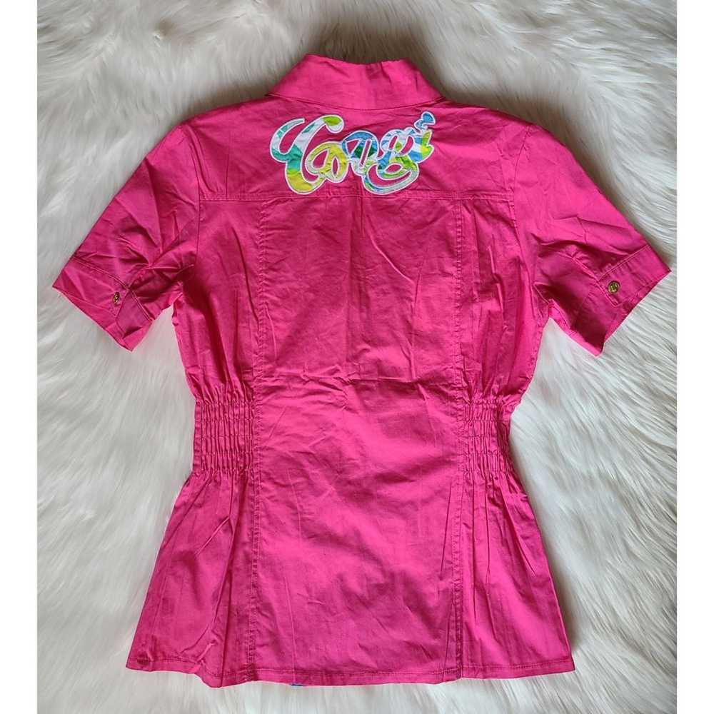 COOGI Pink Ruffled Snap Button Short Sleeve Top - image 2