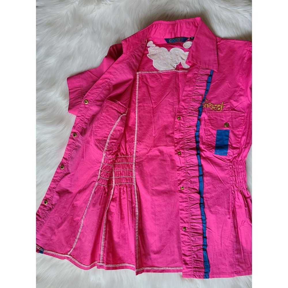 COOGI Pink Ruffled Snap Button Short Sleeve Top - image 5