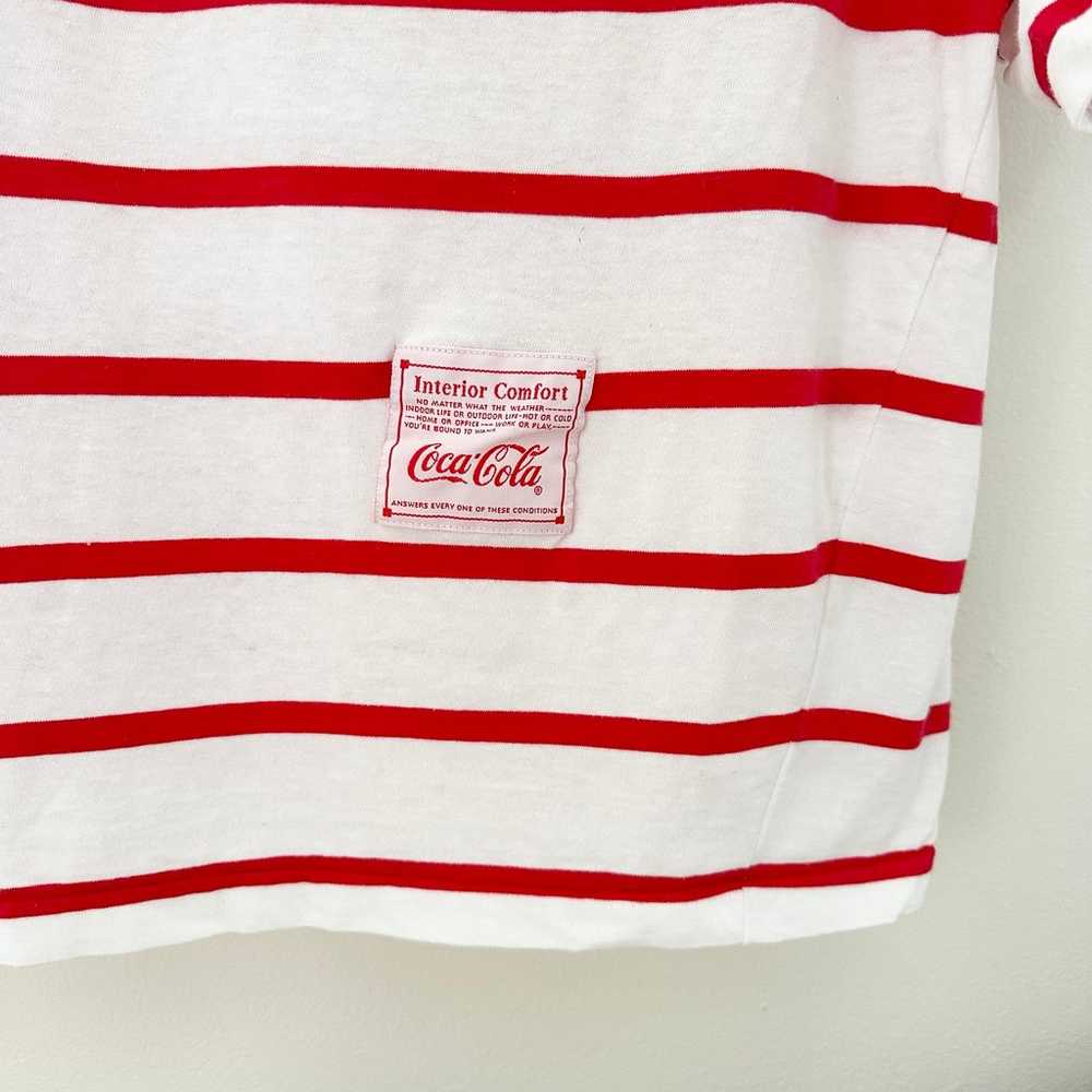 1986 Vintage Coca-Cola Red and White Striped Sing… - image 2