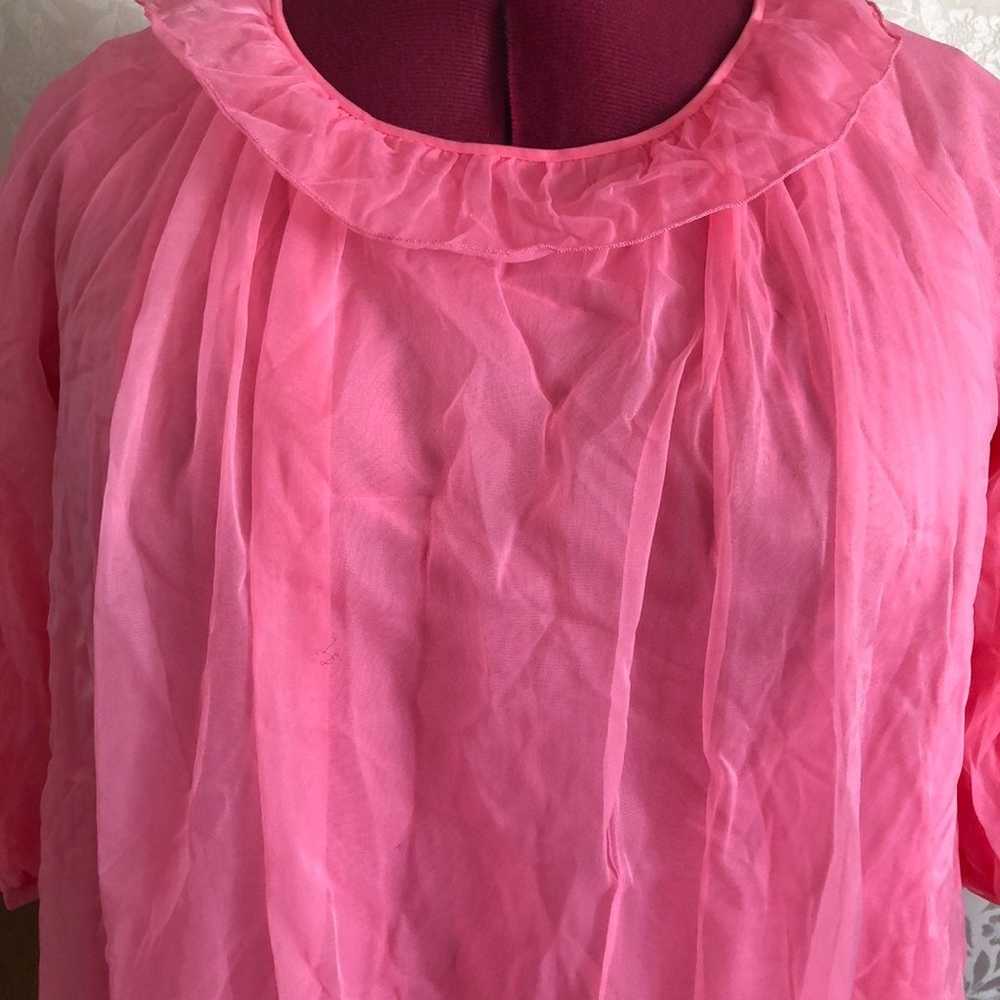 Vtg double layer pink nightgown M - image 2