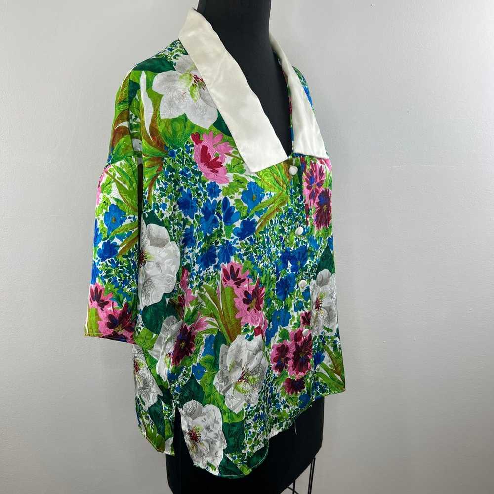 VINTAGE Victoria's Secret Green Blue Floral Print… - image 3