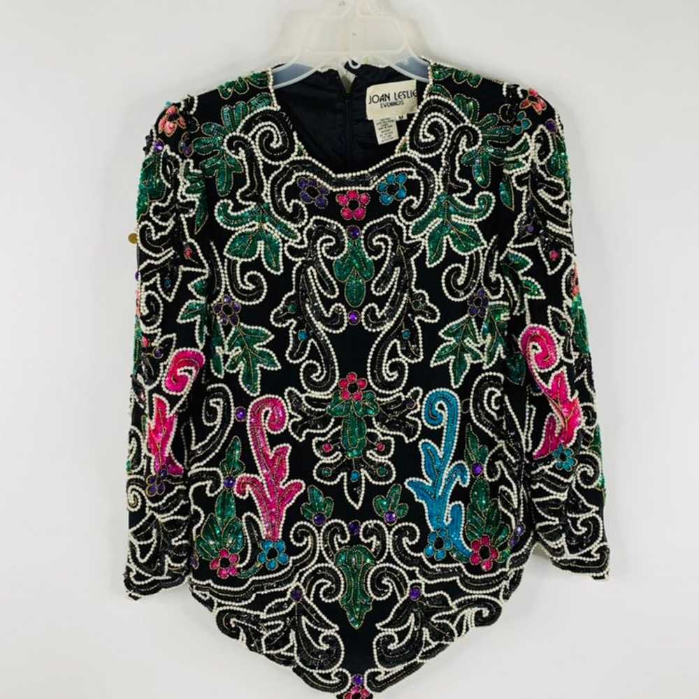 VTG Silk Beaded Paisley Top - image 1