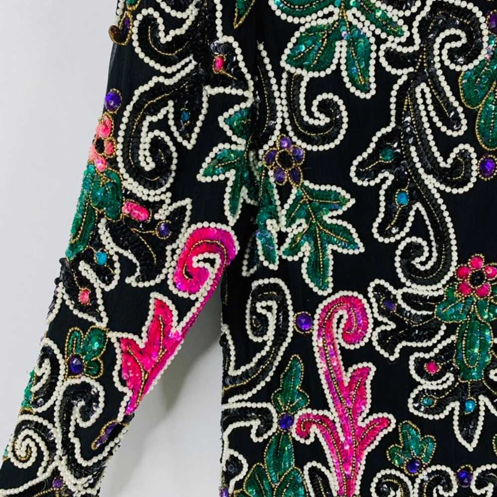 VTG Silk Beaded Paisley Top - image 2