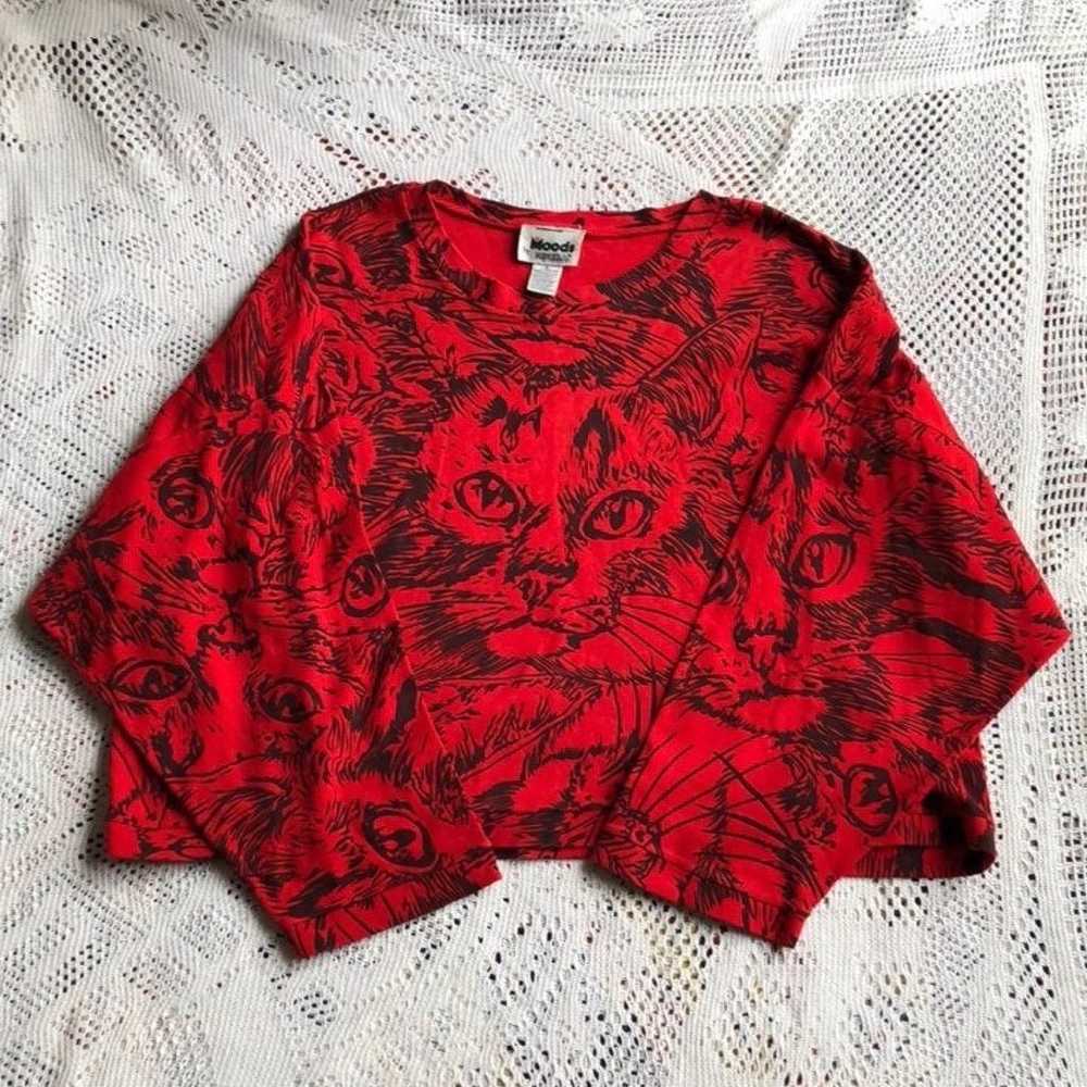 Rare Vintage Kitty Cat top Medium - image 2