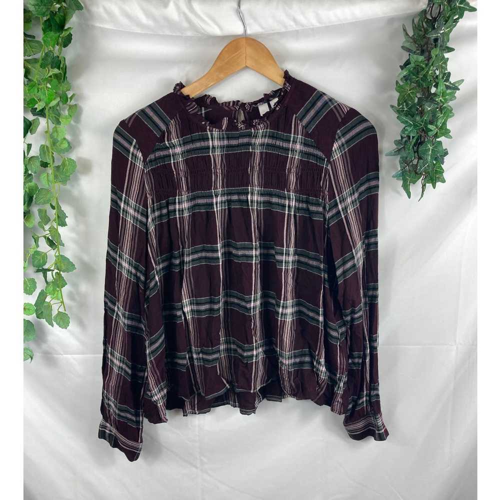 BP. Nordstrom plaid pleated blouse XS - image 1