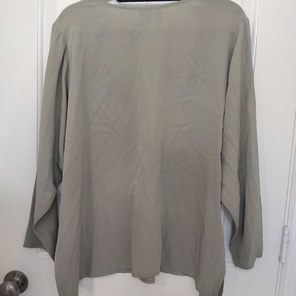 Muted grey green silk vintage elieen Fischer tunic - image 10